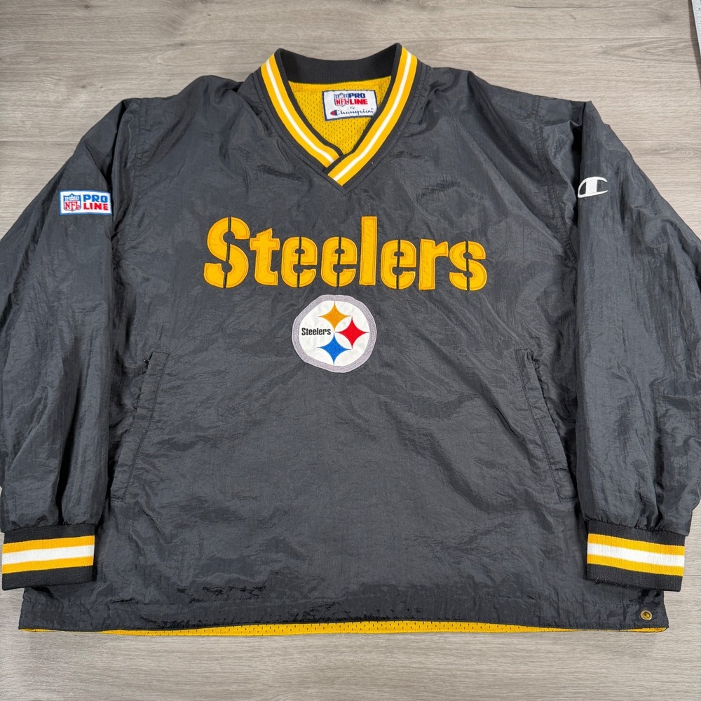 Vintage Champion Pittsburgh Steelers Windbreaker NFL Pullover Pro Line Jacket